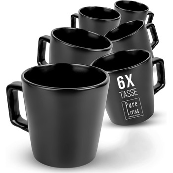 Набір чашок для кави 290 мл, 6 предметів, чорний Manhattan Pure Living
