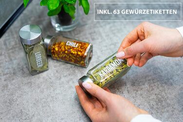 Набір з 18 баночок для спецій з настінними полицями DEKOFY