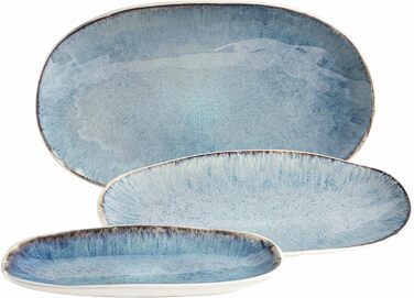 Набір сервірувальних тарілок Mser, керамограніт замороженого зеленого кольору, 39,0 x 21,0 x 25,0 сантиметрів (синій)