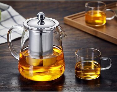 Скляний чайник з ситечком з нержавіючої сталі 900 мл TAMUME