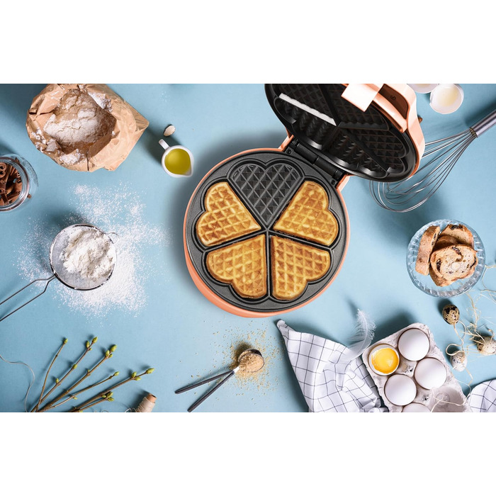 Вафельниця для класичних вафель в формі серця 700 Вт, помаранчевий Bestron