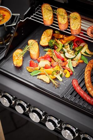 Високоякісна чавунна решітка для м&39яса та дрібних страв на грилі, брендування решітки, тарілку можна використовувати з обох боків, 45 x 24 см, для всіх моделей VIDERO з 2021 модельного року (MAGNUM G4)