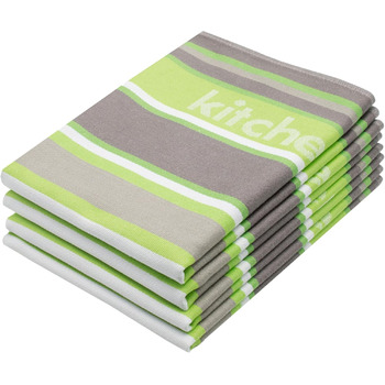 Набір кухонних рушників ZOLLNER із 4 бавовняних рушників 50x70 см поглинаючі та міцні кухонні рушники можна прати до 60C мятні смужки якість для громадського харчування сертифіковано Oeko-Tex (зелений)