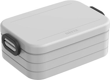 Ланч-бокс с Bento Box - На 4 бутерброда или 8 ломтиков хлеба - Ланч-бокс для небольших закусок и остатков еды - Ланч-бокс для взрослых - Коробка с едой с отделениями - (Cool Grey, Lunchbox Duo Pack Large / Midi)