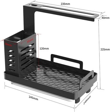 Кухонний органайзер 22,5 см, чорний YunNasi