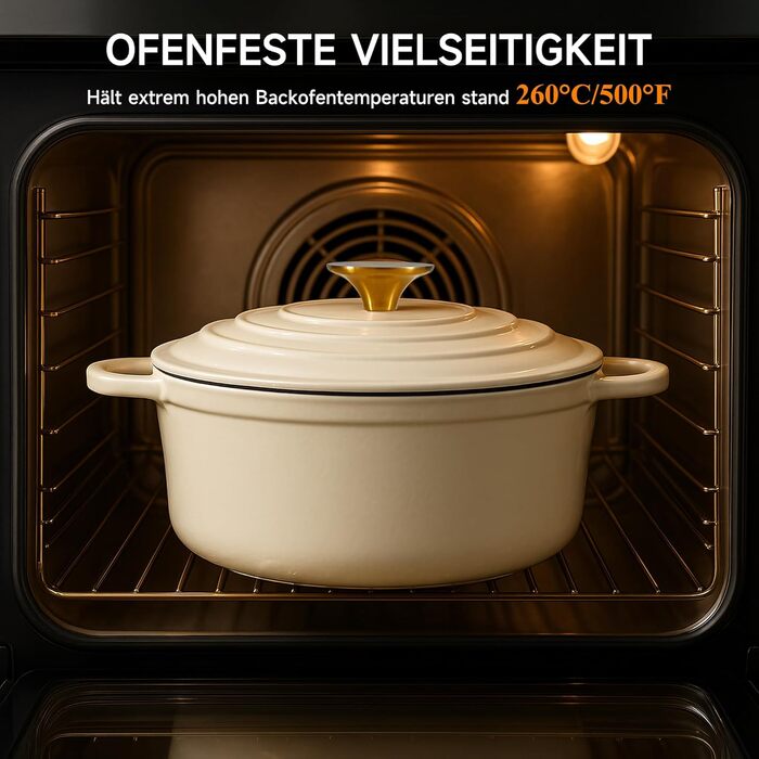 Чавунна форма для запікання емальована з кришкою 24 см,  включаючи 1 пару силіконових рукавичок Nilpferd