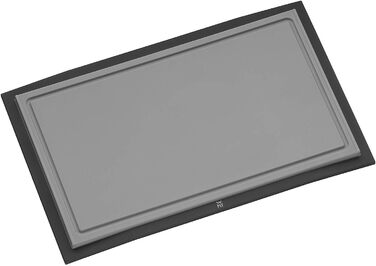Пластиковая разделочная доска WMF Touch 32 x 20 см, Разделочная доска с канавкой для сока, Доска для разделки мяса, Разделочная доска для лезвий, (Черная, Комплект с набором ножей)
