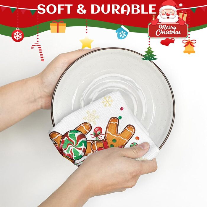 Набір з 2 різдвяних кухонних рушників 40 x 60 см, Пряниковий чоловічок CharmBurst