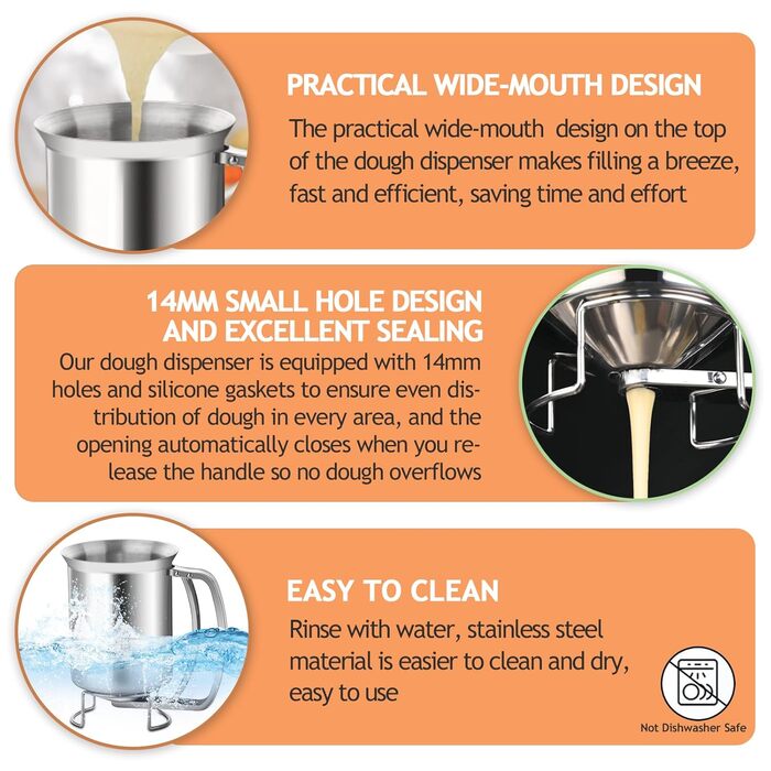 Диспенсер для тіста з нержавіючої сталі 900 мл Dinhauyon