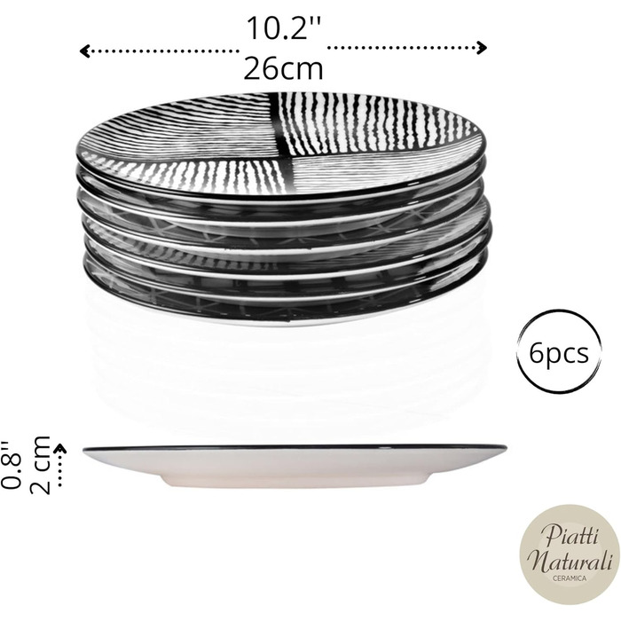 Набір із 6 тарілок 26 см Piatti Naturali