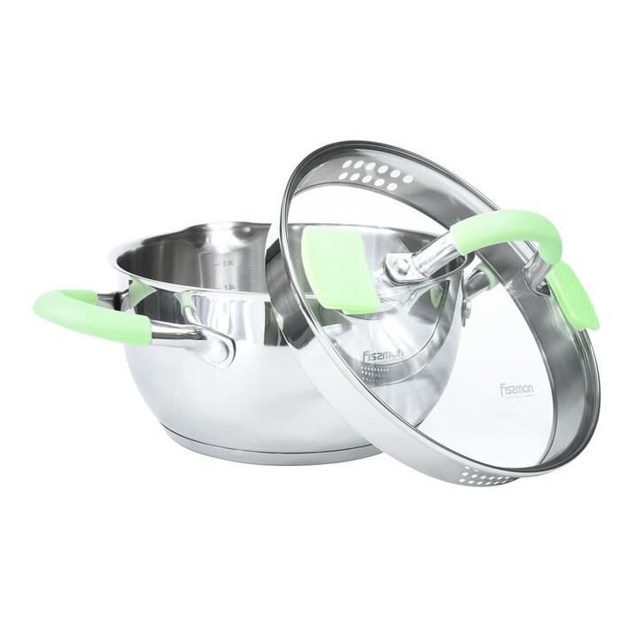 Кастрюля Fissman CHARLOTTE 20x10см/2,5л со стеклянной крышкой (5501)