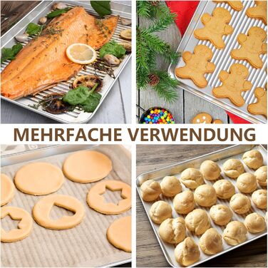 Набір деко для випікання Деко з нержавіючої сталі Herogo (40x30x5 см), велика професійна форма для випічки, приготування їжі, дизайн канавок і нержавіюча сталь, нетоксична та здорова, безпечна для духовки та посудомийної машини, срібло 40x30x.5 (2, 324x2.