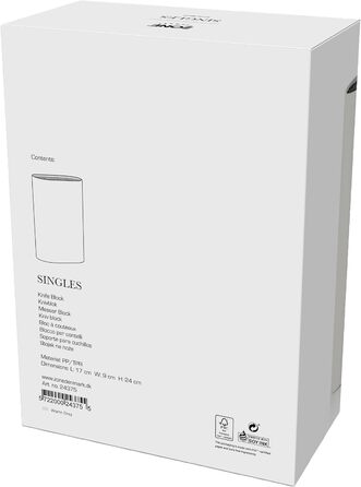 Одинарний блок ножів без ножа,  17 x 9 см, висота 24 см, чорний (теплий сірий) Zone Denmark