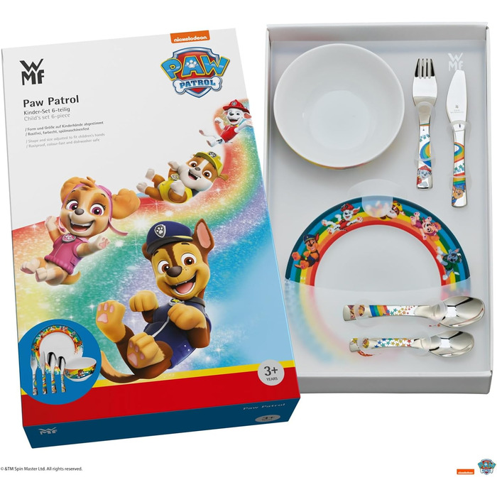 Набір дитячих столових приборів WMF Paw Patrol, нержавіюча сталь, для дітей від 3 років, полірований кромарган, можна мити в посудомийній машині (6 предметів, одинарний)
