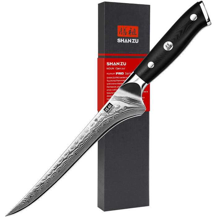 Филейный нож 18 см, дамасская сталь PRO SHAN ZU
