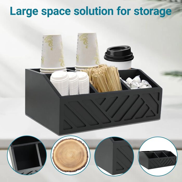 Органайзер для кавових аксесуарів, снеків, столових приладів, канцелярії дерев`яний, чорний Atliberswo