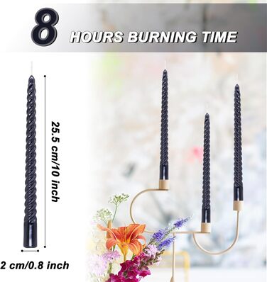 Набір з 4 конічних спіральних свічок 2 х 25,5 см, чорний Alederways