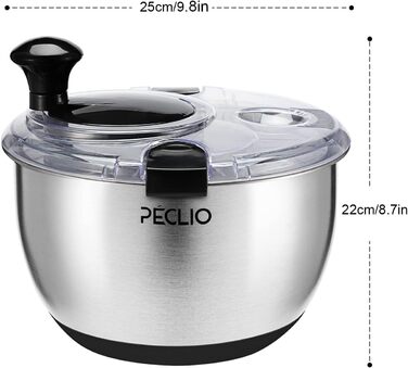 Сушарка для салату 4,5 л чорна Peclio