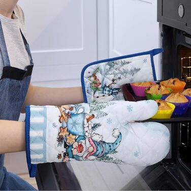 Набір з 2 кухонних рукавиць та підставок для каструль Arquiel Gnome Autumn Orange Checked, 100 бавовняні кулінарні рукавички, термостійкі кухонні рукавички для приготування їжі, осінній декор, подарунки для жінок (зимовий гном, духовка*2 підставка для кас