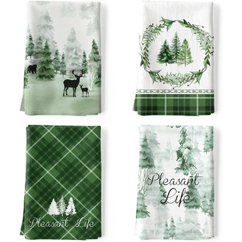 Рушники кухонні бавовняні 4 шт., рушники кухонні бавовна 100 осінній набір кухонних рушників багатофункціональний високоякісний кухонний сушарка рушник бар 50 х 70СМ (ялинка лось)