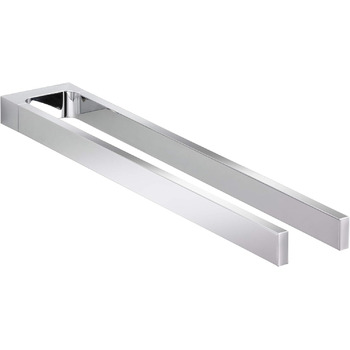 Рушникосушка з металу, глянцева хромована, дворука, жорстка, глибина 45 см, для ванної кімнати та гостьового туалету, настінна, Edition 11