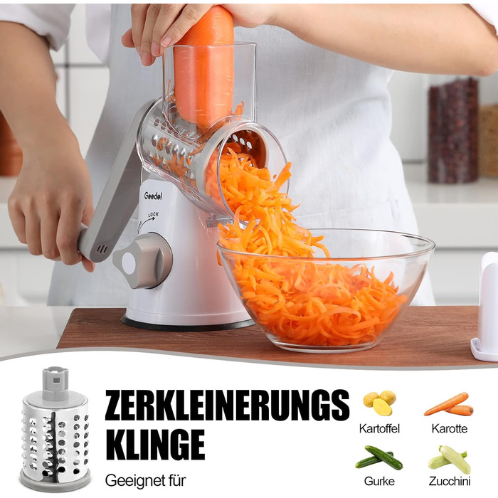 Терка для сыра/овощей с 3 ножами барабана серый Geedel