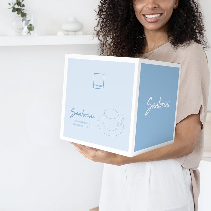 ПЕВЕЦ Столовый сервиз Санторини 12 шт., набор тарелок на 4 персоны, набор фаянсовой посуды, обеденный сервиз с обеденной тарелкой, десертной тарелкой и глубокой тарелкой, крем для посуды с сиренево-голубым градиентом (набор кофейных чашек 8 шт.)