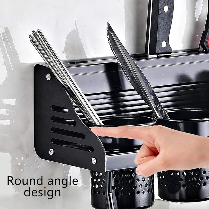 Настінний органайзер для кухонного приладдя 80 см чорний TouSuaRSi