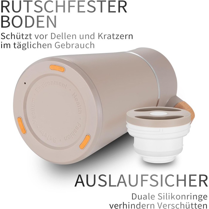 Термоглечик з чайним фільтром 1,5 л, хакі VETIN