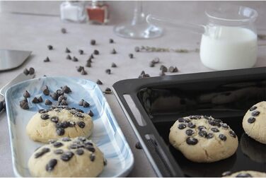 См, набір форм для випікання та решіток, глибока емальована сковорідка 3 см і хромована решітка для духовки та плити, стійка до подряпин і нержавіючої сталі, чорна (емаль 455 x 30 мм), 45,5 x 36