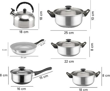 Набір кухонного посуду з нержавіючої сталі, 12 предметів Retoo