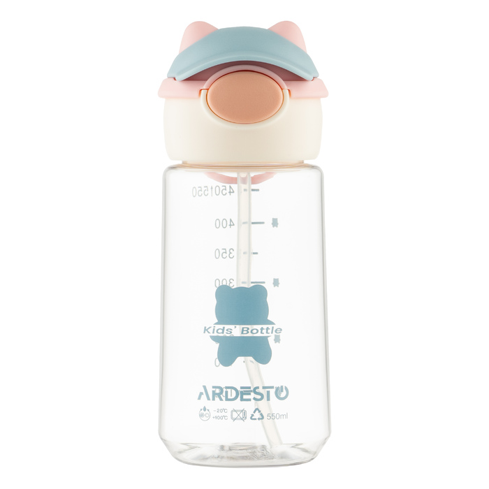 Пляшка для води Ardesto Bear 550мл, пластик, рожевий