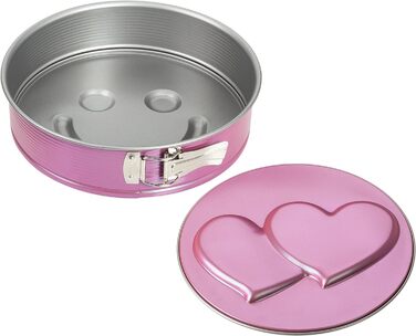 Творча студія Zenker Z7480 Ø 26 см, форма для випічки з плоским дном, кругла форма для торта з антипригарним покриттям, креативна випічка (колір рожевий, сріблястий), кількість (форма для пружини мотиву)