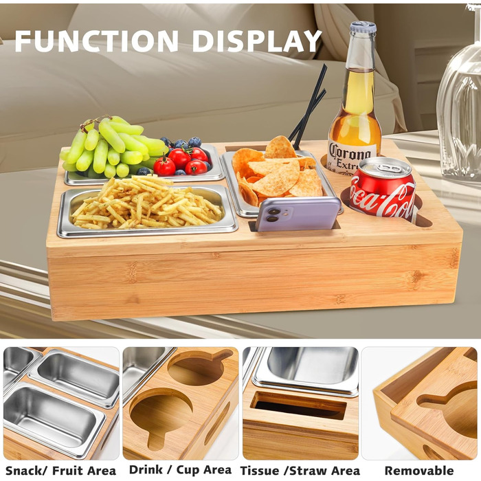 Органайзер для снеків з 3 мисками 40 х 26 х 8 см CENOVE