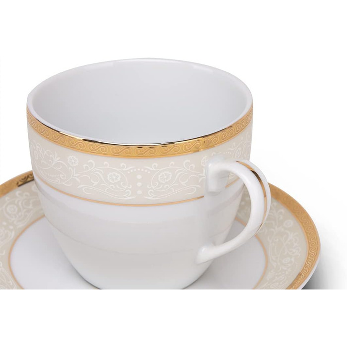 Набір кухлів konsimo 18 предметів - Набір чашок для капучино - Порцеляна - Можна мити в посудомийній машині - 6 персон (Agawa Gold, 2ука)