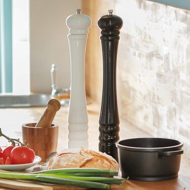 Дерев'яний млин для перцю і солі 40 см, білий Relaxdays