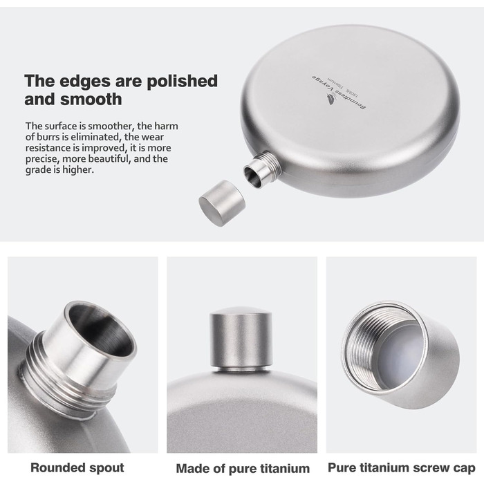 Титанова фляга для кемпінгу 150 мл Boundless Voyage