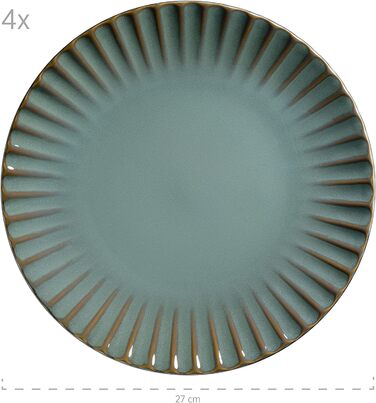 Набор посуды Confino серии MSER 931963 на 4 персоны в современном винтажном стиле, комбинированный набор из 20 предметов из керамики с черными вставками, керамогранит (бирюзовый)