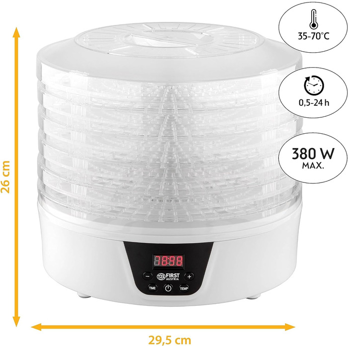 Дегідратор на 5 полиць, 380 Вт, круглий TZS First Austria