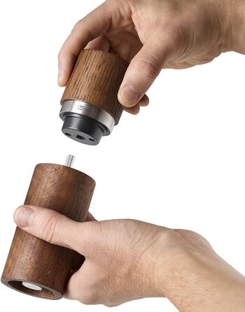 Млин для перцю та солі 15 см, набір 2 предмети, чорний/коричневий з упаковками 50 г перцю та морської солі Textura AdHoc