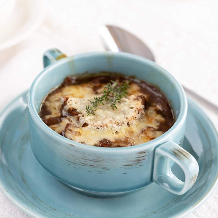 Серія Derby, преміальний набір посуду з квадратними тарілками на 4 персони гастрономічної якості, сучасний комбінований сервіз із 16 предметів у яскравих пастельних тонах, міцна порцеляна (набір супових чашок), 931448