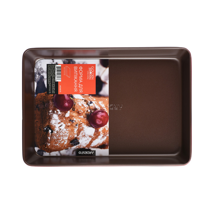 Форма для випікання 34.5 х 24 х 6 см, вуглецева сталь, прямокутна, коричнево-червоний ARDESTO