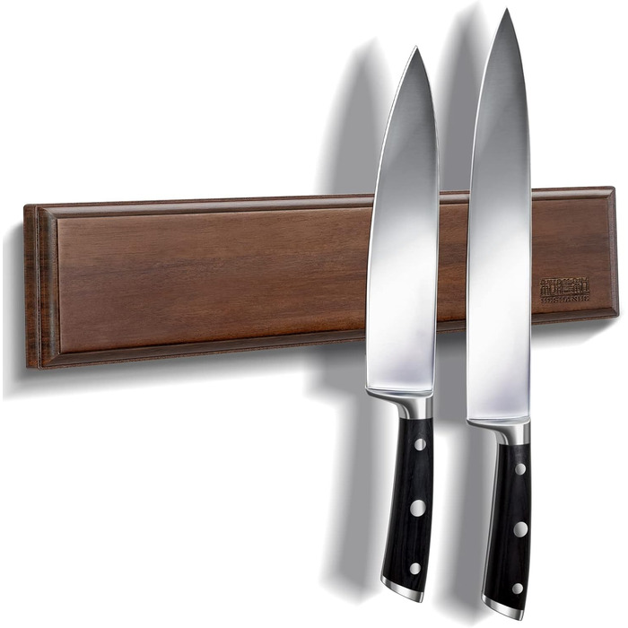 Магнітний тримач для ножів для стіни, магнітний тримач для ножів, деревяний тримач для ножів для посуду та магнітних інструментів для зберігання, 40 см/16 дюймів