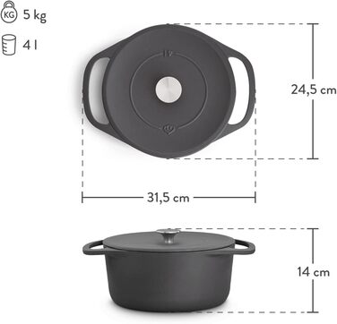 Кокотниця з кришкою 24 см, сірий Springlane Kitchen