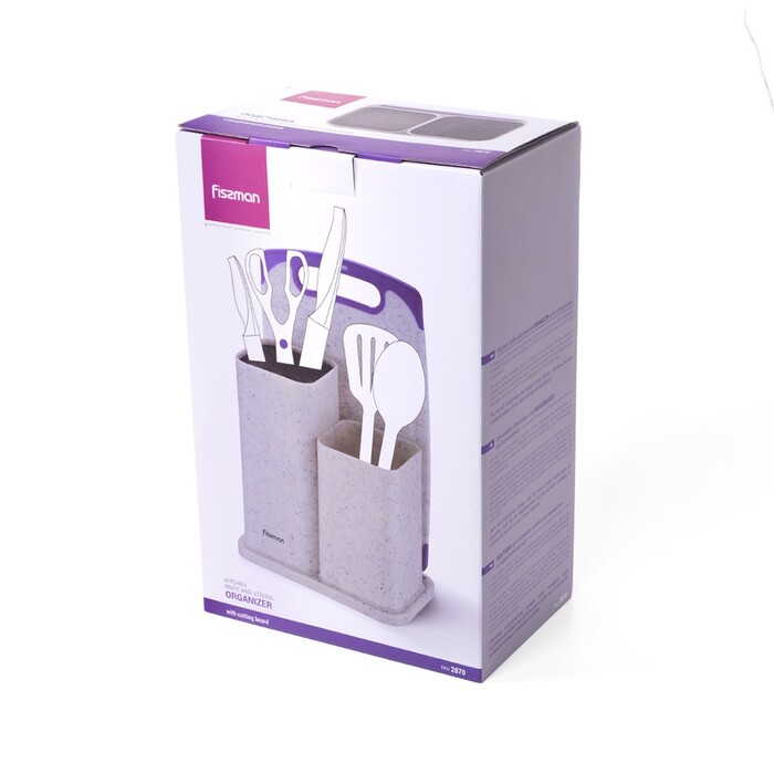 Підставка для зберігання ножів і інструментів Fissman 21,5x13x23 см з обробною дошкою (2870)