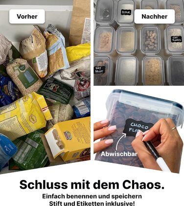 Набір ємностей для зберігання 24 предмети, прозорий/чорний Deco haus