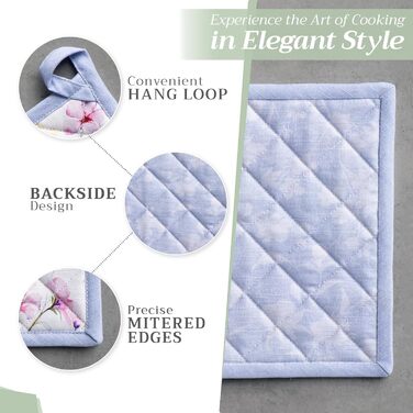 Рукавички для духовки Maison d&39 Hermine, підставки для каструль, 100 бавовна, термостійкі кухонні рукавички, рукавички для духовки (19 см x 33 см) та підставки для каструль (20 см x 20 см) для приготування їжі, Morzine - рукавички для духовки на День по