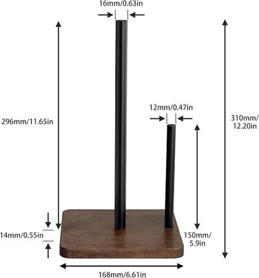 Тримач для кухонного рулону з квадратною основою з натурального дерева, Vialex