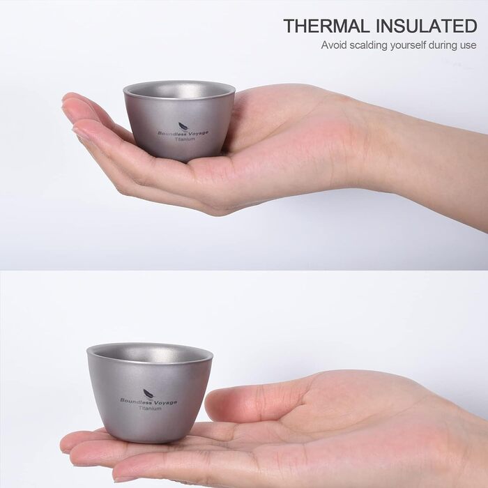 Маленькая титановая чашка для чая с двойными стенками 2 шт. iBasingo