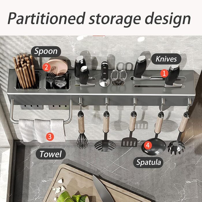 Настінний органайзер для кухонного приладдя 40 см CRCRC